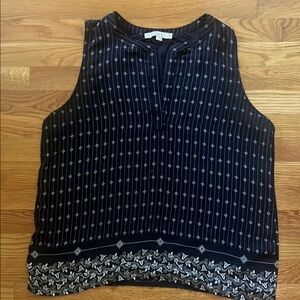 LOFT Blue and White Sleeveless Tank Top Size L